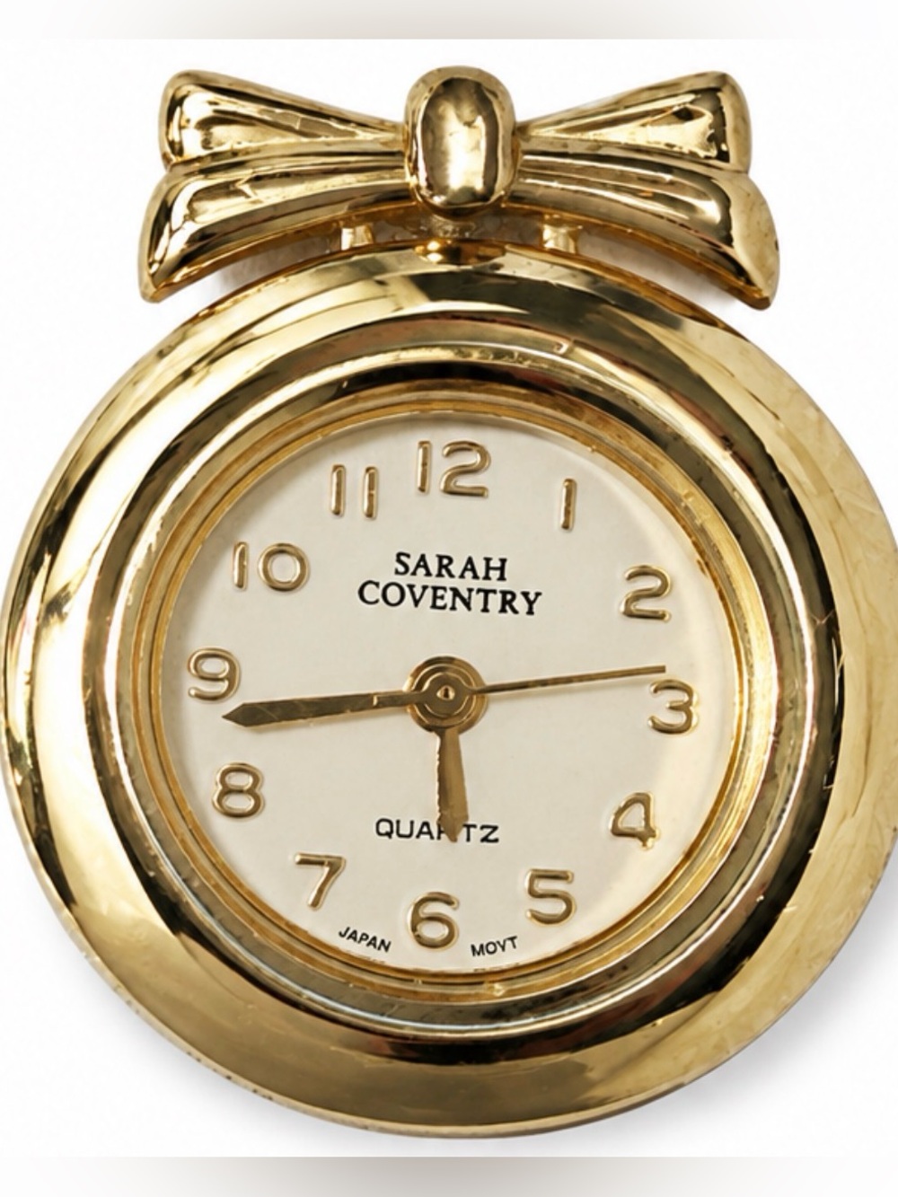 Vintage Sarah Coventry Bow Pendant Watch Gold Tone Retro Cottagecore